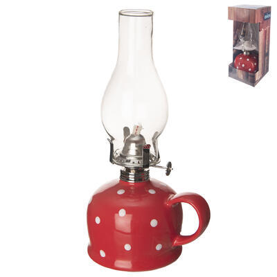 Lampa petrolejová keramika/sklo/kov TEČKA